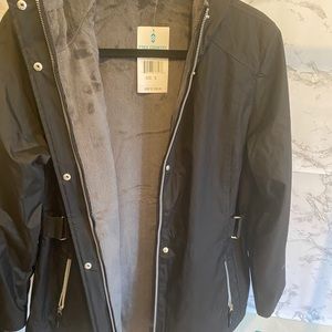 Ladies Free country black and gray hooded jacket.